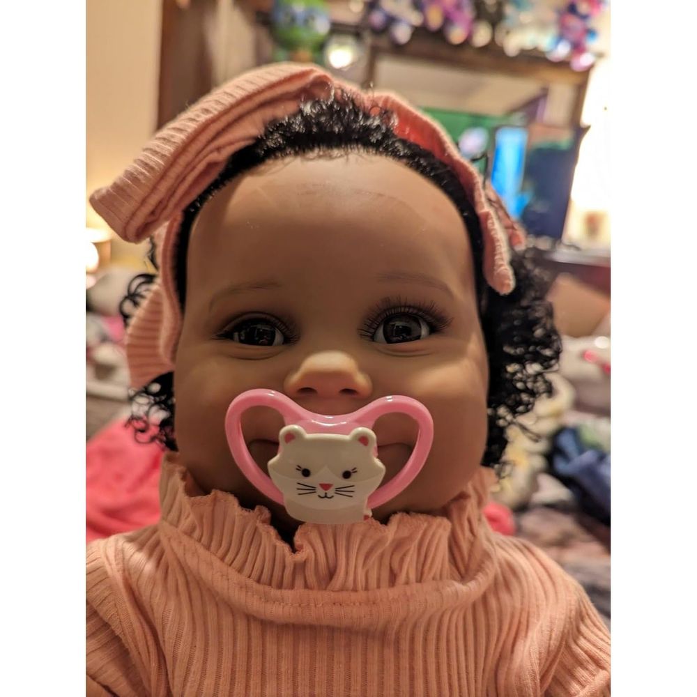 Newborn Silicone Baby Doll Soft African American Toddler With Cloth Body 24 Inch